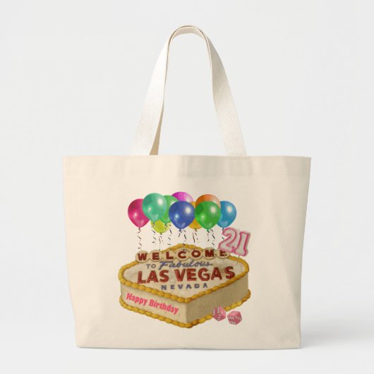 Happy 21 Birthday Las Vegas CAKE Canvas tas (Voorkant)