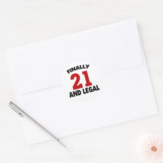 Happy 21-dag ronde sticker (Envelop)
