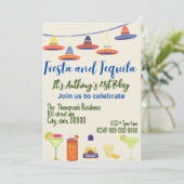 Happy 21st Birthday - Aanpasbare Uitnodiging (Staand voorkant)