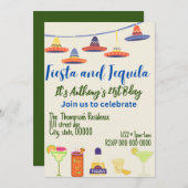 Happy 21st Birthday - Aanpasbare Uitnodiging (Voorkant / Achterkant)