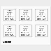 HAPPY 21ST BIRTHDAY, Art Deco Style, aangepaste na Vierkante Sticker (Vel)