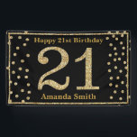 Happy 21st Birthday Banner Black en Gold Glitter<br><div class="desc">Fijne 21ste verjaardag Banner Black en Gold Glitter Confetti. Afdrukbaar digitaal. Voor verdere aanpassing,  te klikken gelieve de knoop "van de Aanpassing het"en ons ontwerphulpmiddel te gebruiken om deze sjabloon te wijzigen.</div>