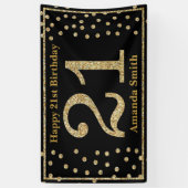 Happy 21st Birthday Banner Black en Gold Glitter (Verticaal)