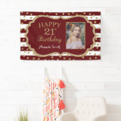 Happy 21st Birthday Banner Burgundy en Gold Photo (Insitu)