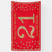 Happy 21st Birthday Banner Red and Gold Glitter (Verticaal)