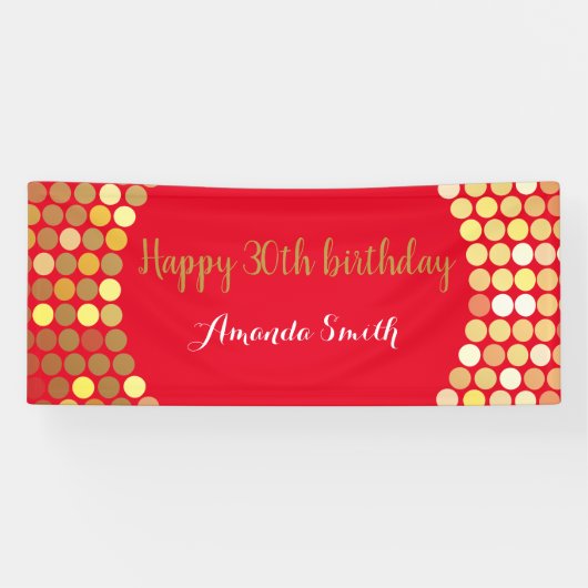 Happy 21st Birthday Banner Red Gold Glitter (Horizontaal)