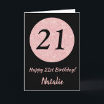 Happy 21st Birthday Black en Roos Pink Gold Kaart<br><div class="desc">Happy 21st Birthday Black en Roos Pink Gold Glitter Card met persoonlijke naam. Voor verdere aanpassing,  te klikken gelieve de knoop "van de Aanpassing het"en ons ontwerphulpmiddel te gebruiken om deze sjabloon te wijzigen.</div>