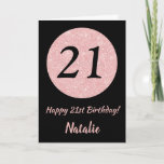 Happy 21st Birthday Black en Roos Pink Gold Kaart<br><div class="desc">Happy 21st Birthday Black en Roos Pink Gold Glitter Card met persoonlijke naam. Voor verdere aanpassing,  te klikken gelieve de knoop "van de Aanpassing het"en ons ontwerphulpmiddel te gebruiken om deze sjabloon te wijzigen.</div>