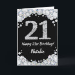 Happy 21st Birthday Black en Silver Glitter Card Kaart<br><div class="desc">Happy 21st Birthday Black en Silver Glitter Card met persoonlijke naam. Voor verdere aanpassing,  te klikken gelieve de knoop "van de Aanpassing het"en ons ontwerphulpmiddel te gebruiken om deze sjabloon te wijzigen.</div>
