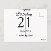 Happy 21st birthday bold letter simple name minima briefkaart (Achterkant)
