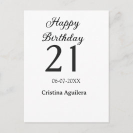 Happy 21st birthday bold letter simple name minima briefkaart