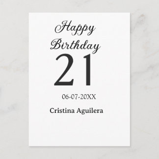 Happy 21st birthday bold letter simple name minima briefkaart