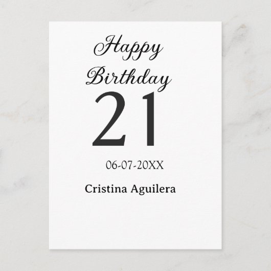 Happy 21st birthday bold letter simple name minima briefkaart (Voorkant)