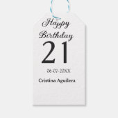 Happy 21st birthday bold letter simple name minima cadeaulabel (Voorkant)