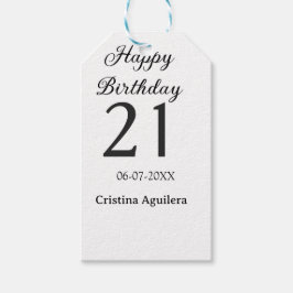 Happy 21st birthday bold letter simple name minima cadeaulabel