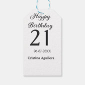 Happy 21st birthday bold letter simple name minima cadeaulabel (Achterkant)