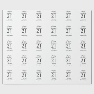 Happy 21st birthday bold letter simple name minima cadeaupapier