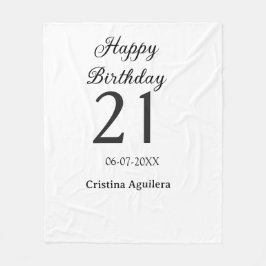 Happy 21st birthday bold letter simple name minima fleece deken