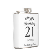 Happy 21st birthday bold letter simple name minima heupfles (Rechts)