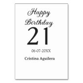 Happy 21st birthday bold letter simple name minima kaart (Achterkant)