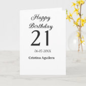 Happy 21st birthday bold letter simple name minima kaart (Gele Bloem)