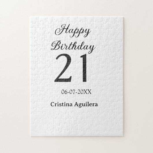 Happy 21st birthday bold letter simple name minima legpuzzel (Verticaal)