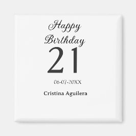 Happy 21st birthday bold letter simple name minima magneet