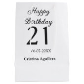 Happy 21st birthday bold letter simple name minima medium cadeauzakje (Achterkant)
