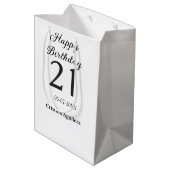 Happy 21st birthday bold letter simple name minima medium cadeauzakje (Achterkant Gekanteld)