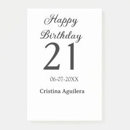 Happy 21st birthday bold letter simple name minima post-it® notes