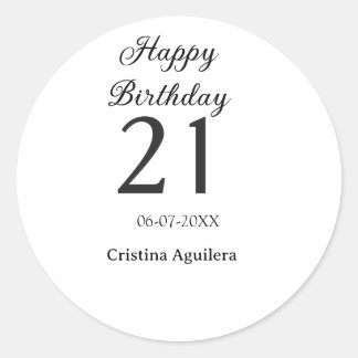 Happy 21st birthday bold letter simple name minima ronde sticker