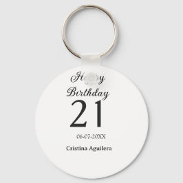Happy 21st birthday bold letter simple name minima sleutelhanger
