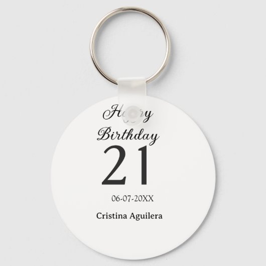 Happy 21st birthday bold letter simple name minima sleutelhanger (Voorkant)