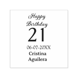 Happy 21st birthday bold letter simple name minima  zelfinktende stempel