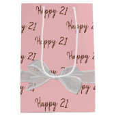 Happy 21st Birthday Bow op roze, middelgrote cadea Medium Cadeauzakje (Achterkant)