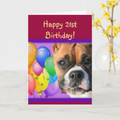 Happy 21st birthday boxer dog greeting card kaart (Gele Bloem)