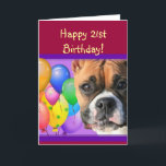 Happy 21st birthday boxer dog greeting card kaart<br><div class="desc">Happy 21st birthday boxer dog greeting card</div>