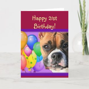 Happy 21st birthday boxer dog greeting card kaart
