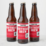 Happy 21st Birthday Brew Bier Etiket<br><div class="desc">Het is tijd om een verjaardag te vieren! Creëer je eigen verjaardagsebrouwersetiketten voor je favoriete bierflessen. Stijlvol modern design waar je je eigen achtergrondkleur kunt kiezen. Met de bovenste doos kun je je bier noemen na de verjaardag of het verjaardagsmeisje. Het vakje van de tekst staat u toe om de...</div>