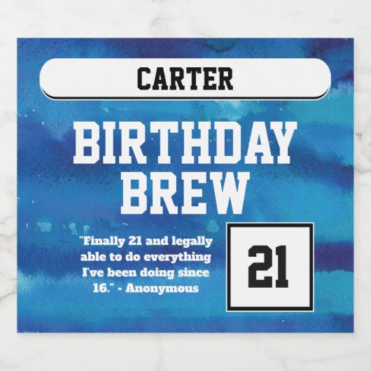 Happy 21st Birthday Brew Bier Etiket (Enkel label)