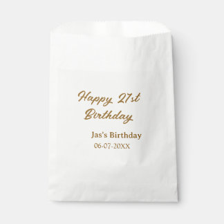 Happy 21st birthday brown pastel yellow name date  bedankzakje