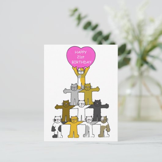 Happy 21st Birthday Cartoon. Briefkaart (Staand voorkant)