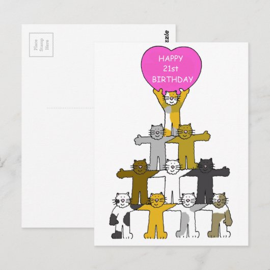 Happy 21st Birthday Cartoon. Briefkaart (Voorkant / Achterkant)