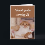 Happy 21st Birthday Celebrate Funny Cat Kaart<br><div class="desc">Fijne 21ste verjaardag Als je van katten of dieren houdt,  zal deze kaart je gezicht glimlachen Wauw die oud genoeg is voor kattenkranen.</div>