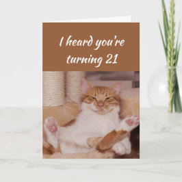 Happy 21st Birthday Celebrate Funny Cat Kaart
