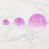 Happy 21st Birthday Chic Falling Pink Glitter Confetti (Achterkanten)