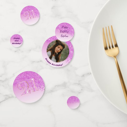 Happy 21st Birthday Chic Falling Pink Glitter Confetti (Groep)