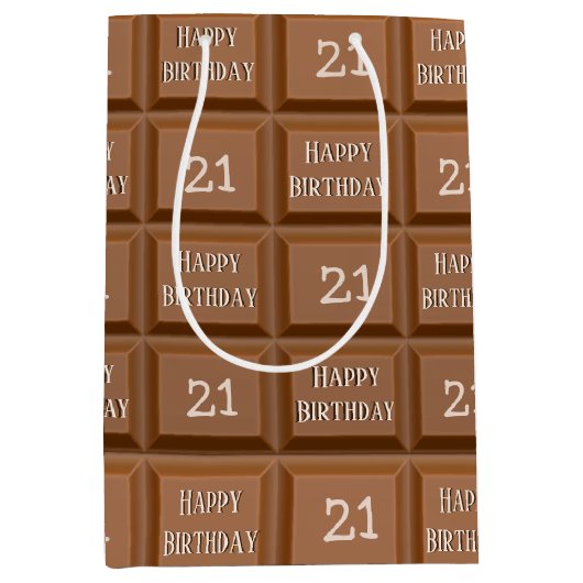 Happy 21st Birthday Chocolate Snoep Bar Medium Cadeauzakje (Voorkant)