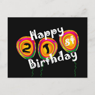 Happy 21st Birthday Colorful Balloons Briefkaart