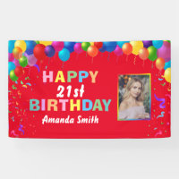 Happy 21st Birthday Colorful Balloons Red